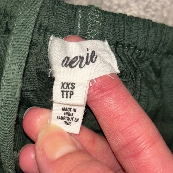 NWT Aerie Green Tiered Mini Dress Crochet Bodice V-Neck Boho Women’s Sz XXS - Picture 8 of 9